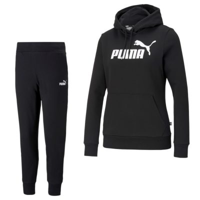PUMA Essentials Logo Fleece Hoodie Trainingspak Dames Zwart