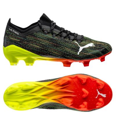 PUMA Ultra 1.2 Fg/ag Game On - Zwart/wit/geel - Kunstgras (Ag) / Natuurgras (Fg), maat 42½