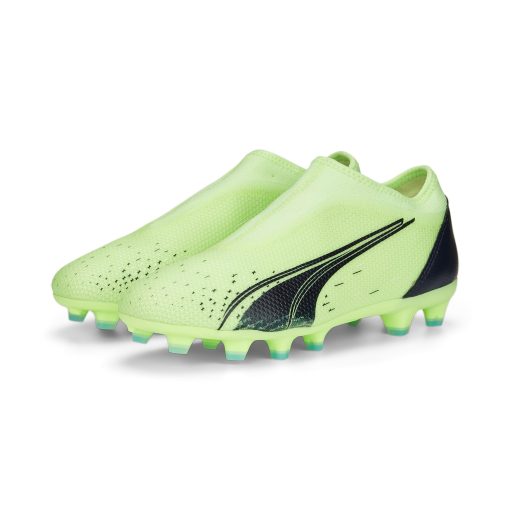 PUMA Ultra Match Veterloze Gras / Kunstgras Voetbalschoenen (MG) Kids Lichtgroen Zwart Blauw