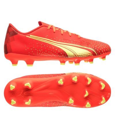 PUMA Ultra Play Fg/ag Fearless - Rood/groen/zwart Kinderen - Kunstgras (Ag) / Natuurgras (Fg), maat 38