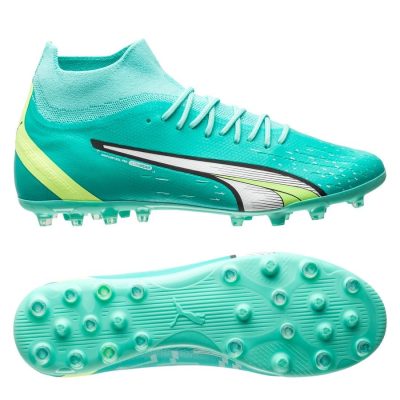 PUMA Ultra Pro Mg Pursuit - Turquoise/wit/groen - Kunstgras (Ag) / Natuurgras (Fg), maat 44½