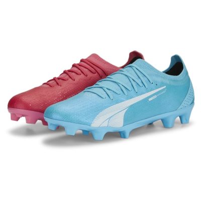 Ultra Ultimate Tricks Fg/ag Hero Blue-PUMA White-sunset Pink PUMA Ultra Ultimate Fg/ag Tricks - Blauw/wit/roze Limited Edition - Kunstgras (Ag) / Natuurgras (Fg), maat 38½