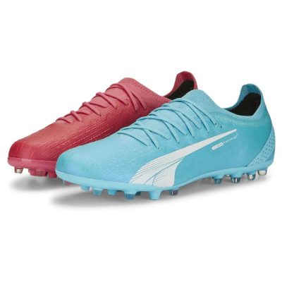 Ultra Ultimate Tricks Mg Sunset Pink-hero Blue-PUMA White PUMA Ultra Ultimate Mg Tricks - Blauw/wit/roze Limited Edition - Kunstgras (Ag), maat 46½