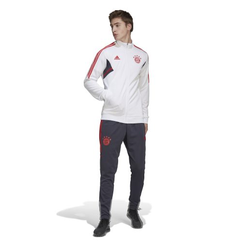 adidas Bayern München Full-Zip Trainingspak 2022-2023 Wit Grijs